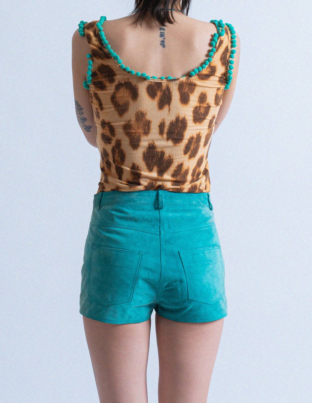 Miu Miu vintage teal suede shorts back detail