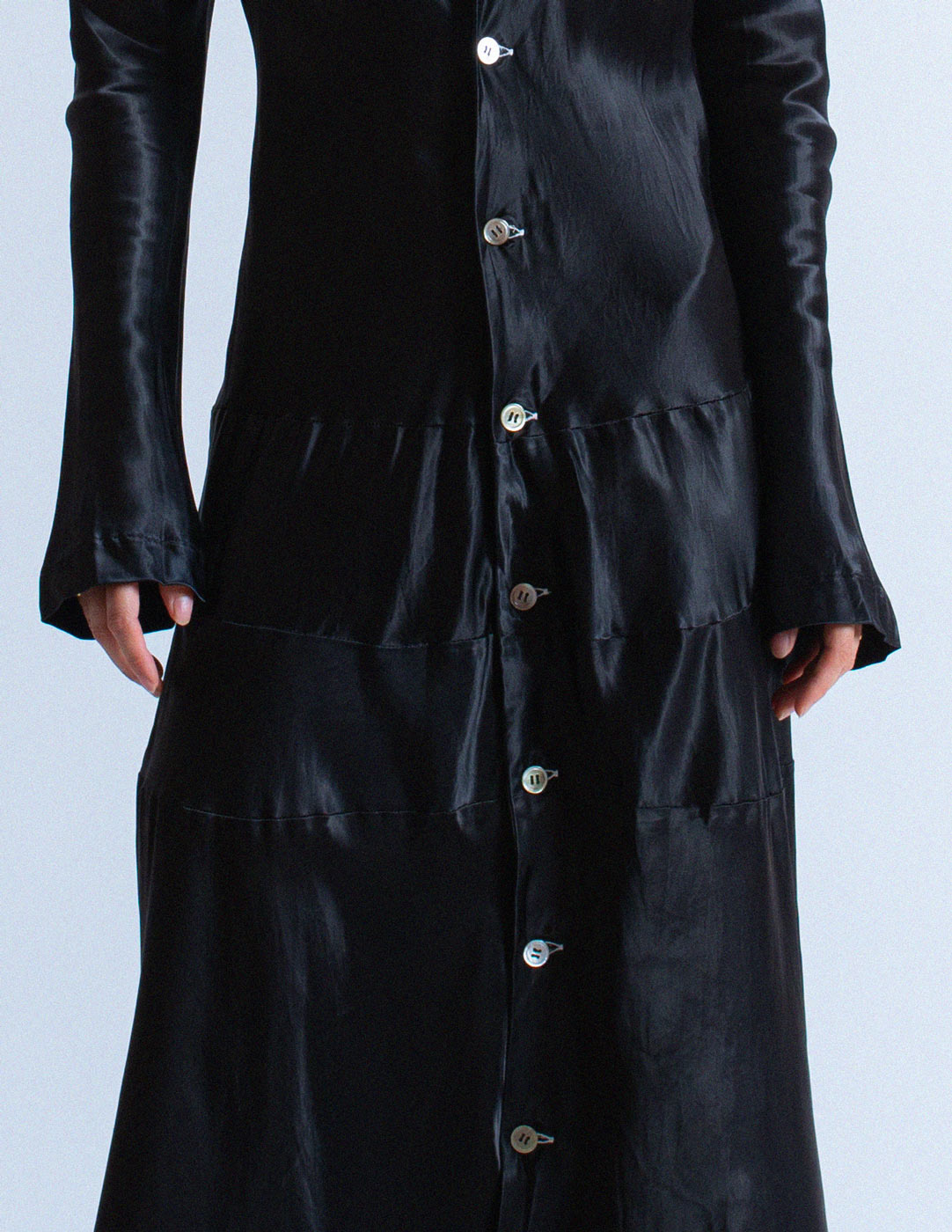 Comme des Garçons vintage black satin dress fabric detail