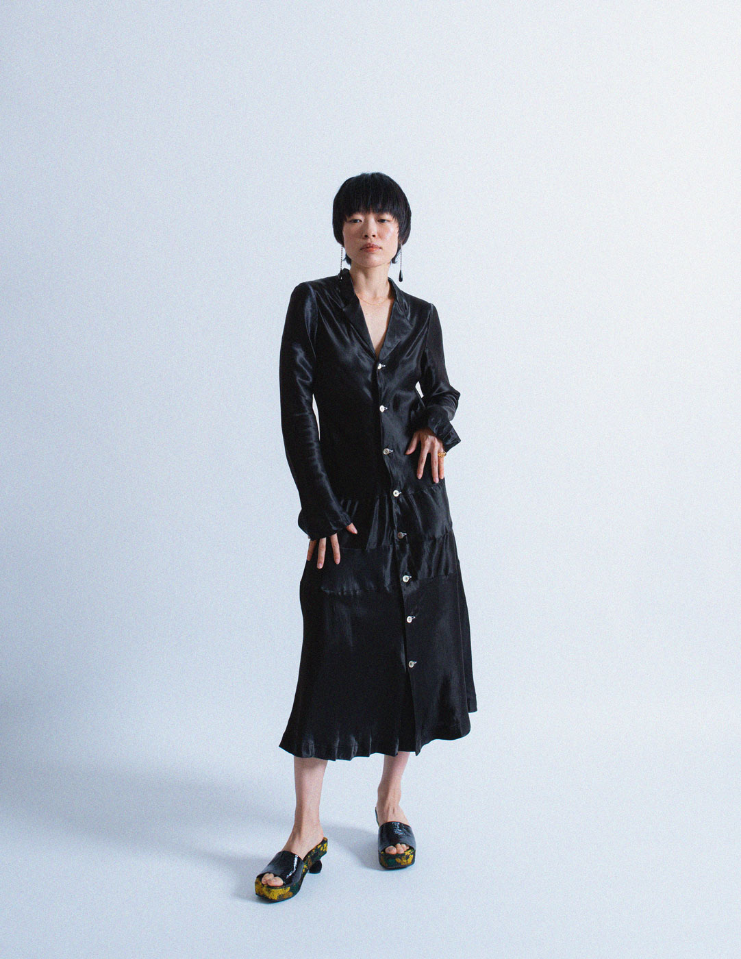 Comme des Garçons vintage black satin dress