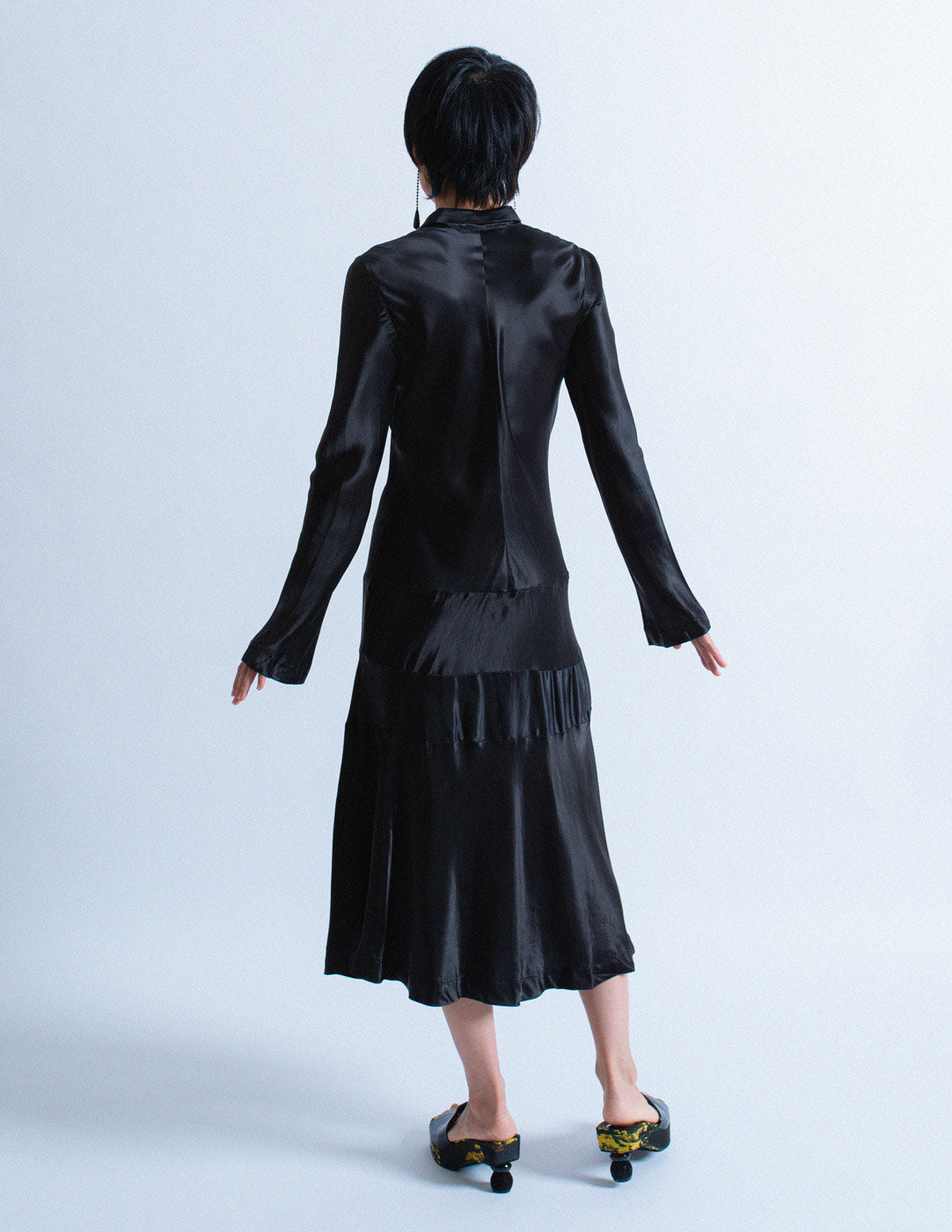 Comme des Garçons vintage black satin dress back view