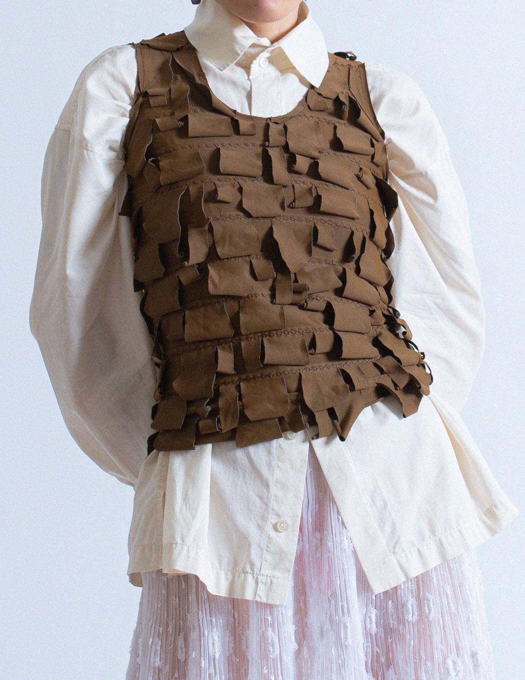 Comme des Garçons vintage brown appliqué top front detail