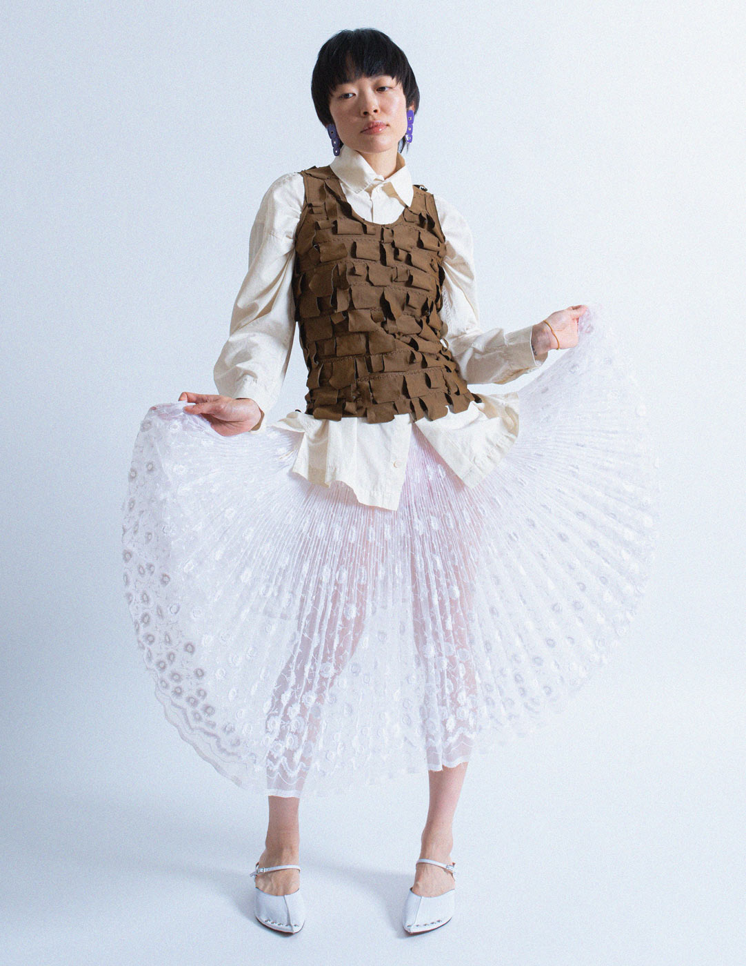 Comme des Garçons vintage brown appliqué top