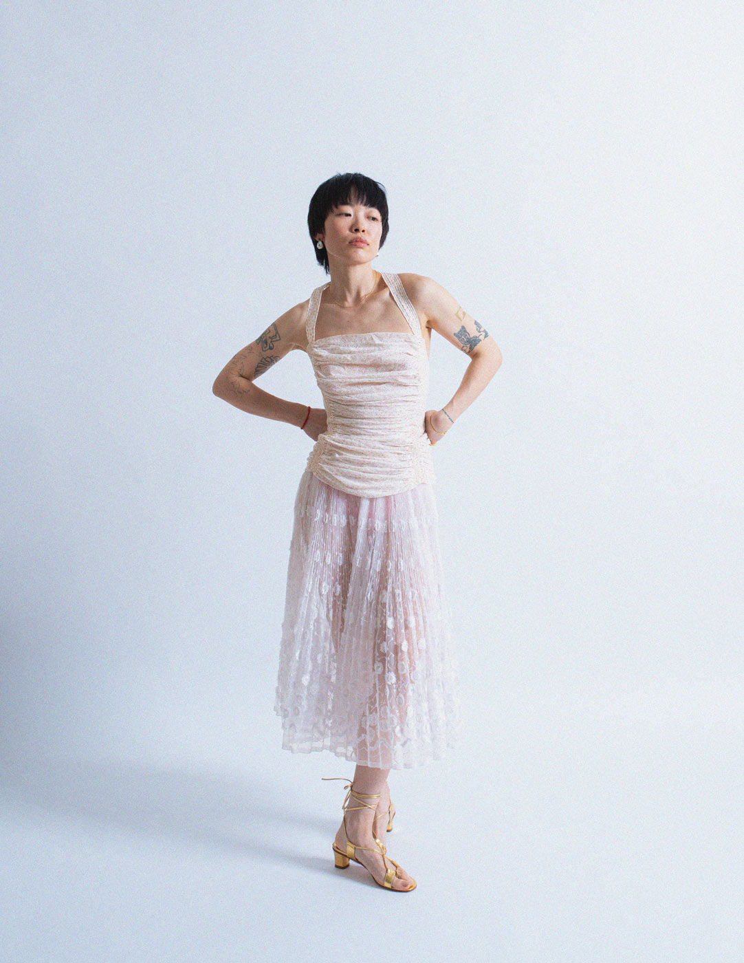 Alaïa smocked cotton corset with crossed back