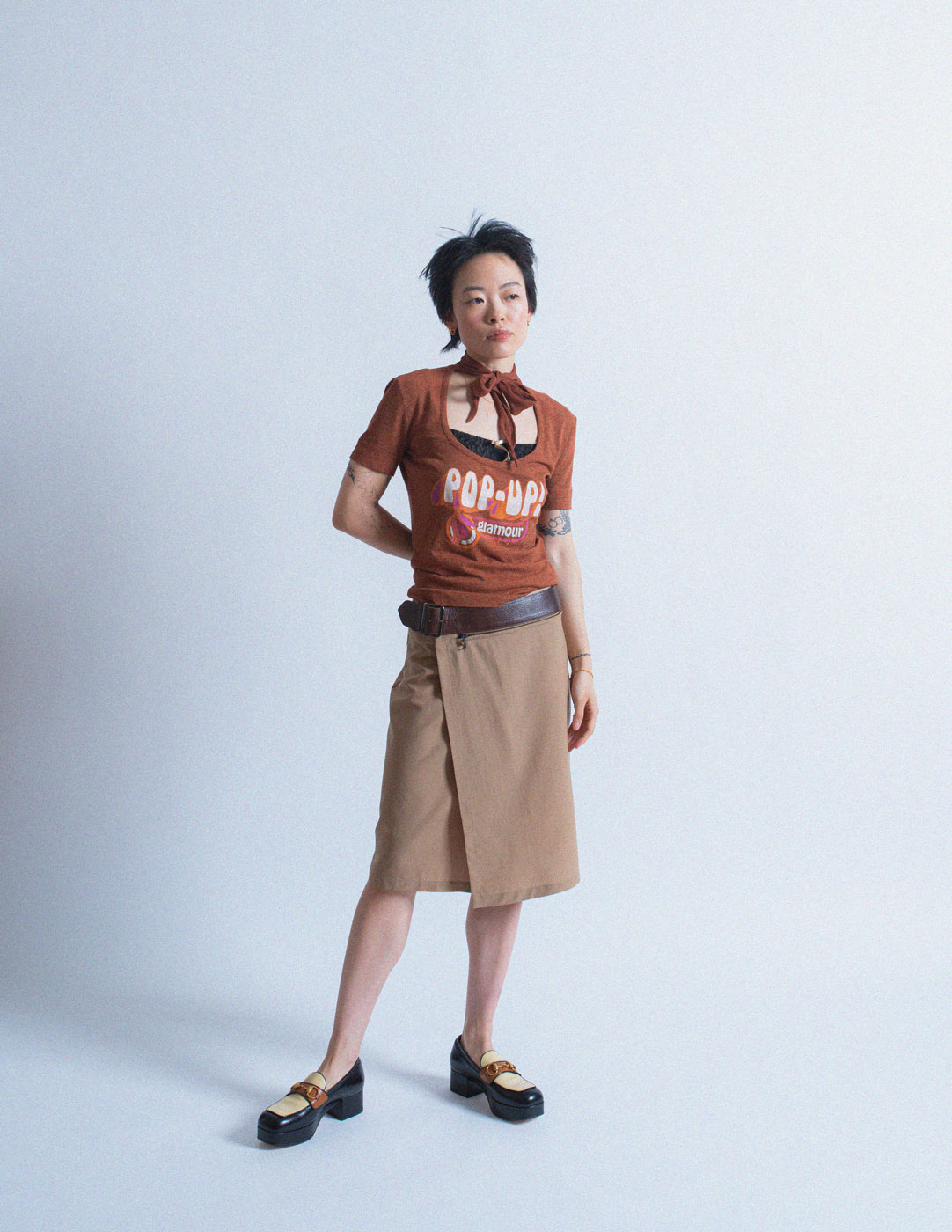 D&G vintage pop-up glamour tee with silk tie