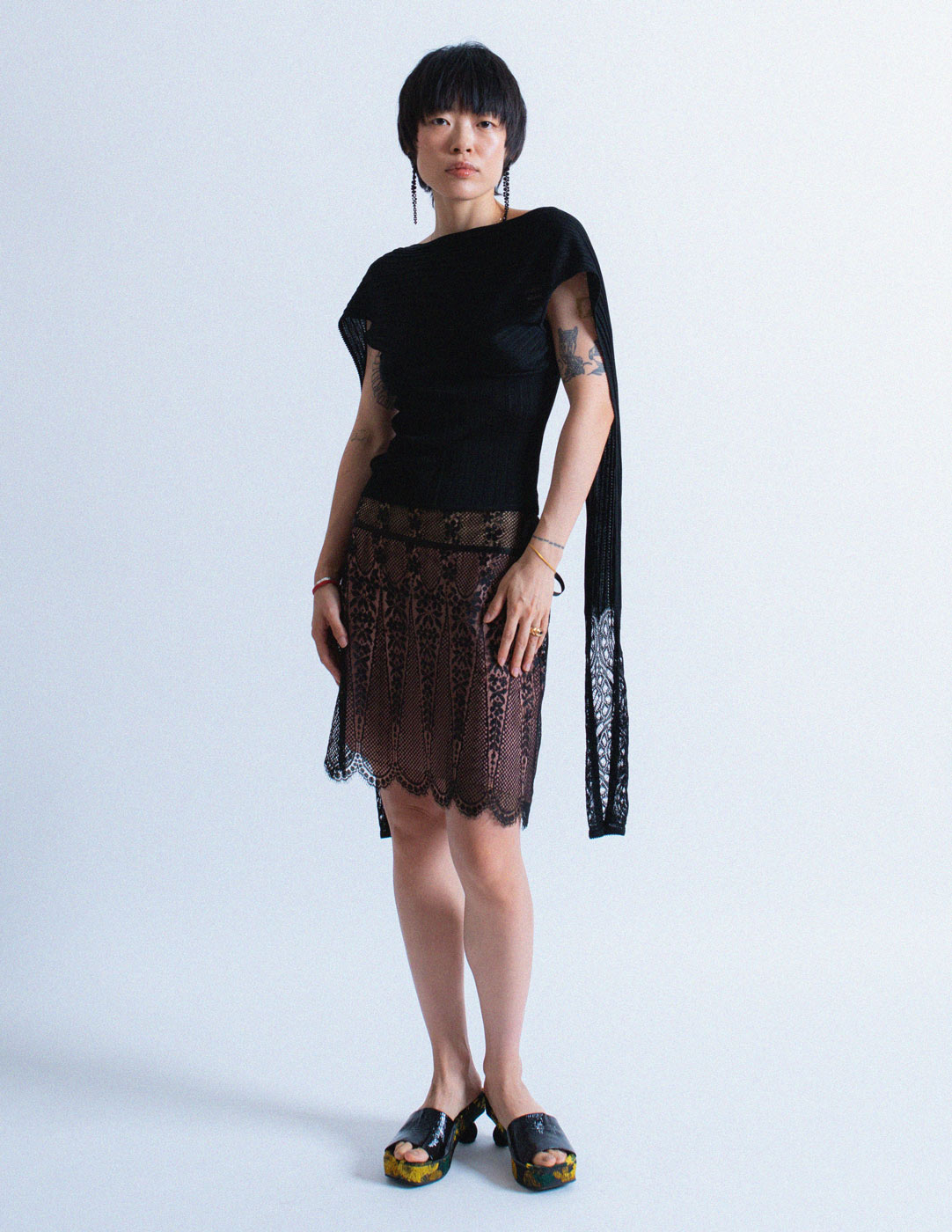 John Galliano vintage black multi-way woven top