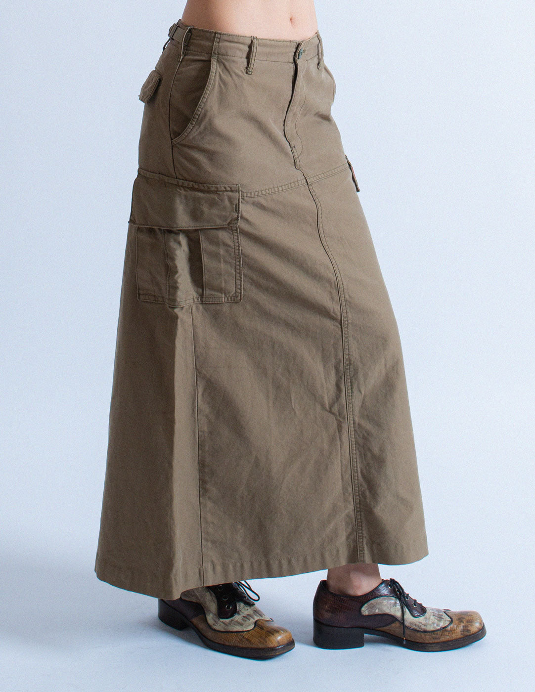 Hysteric Glamour vintage cargo maxi skirt side detail