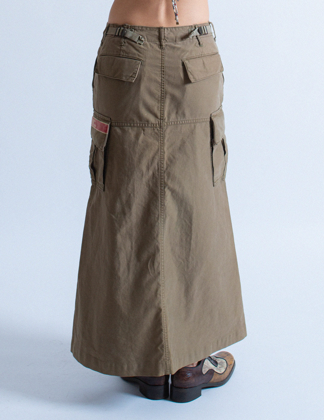 Hysteric Glamour vintage cargo maxi skirt back view