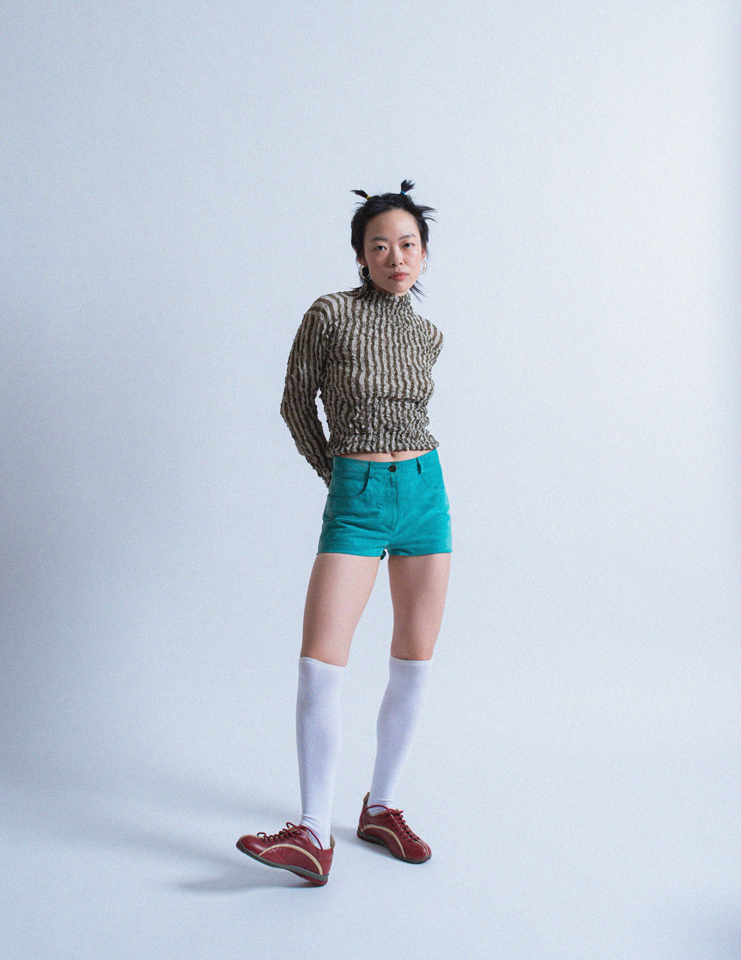 Miu Miu vintage teal suede shorts
