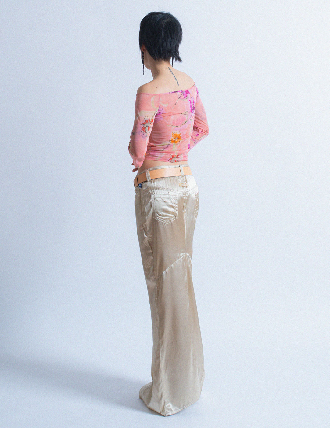 Jean Paul Gaultier vintage gold maxi skirt back view