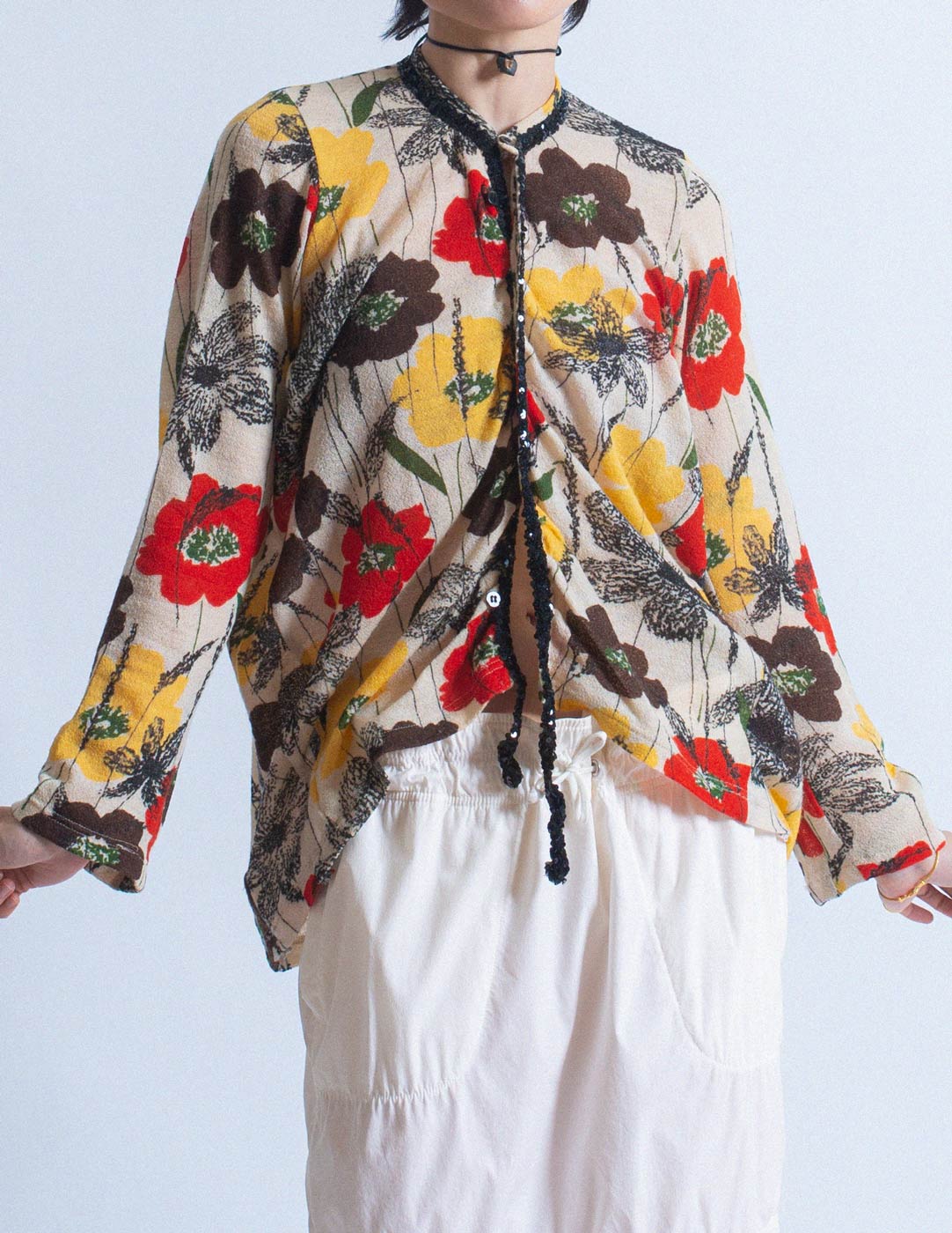 Junya Watanabe vintage floral cardigan with sequin trim front detail