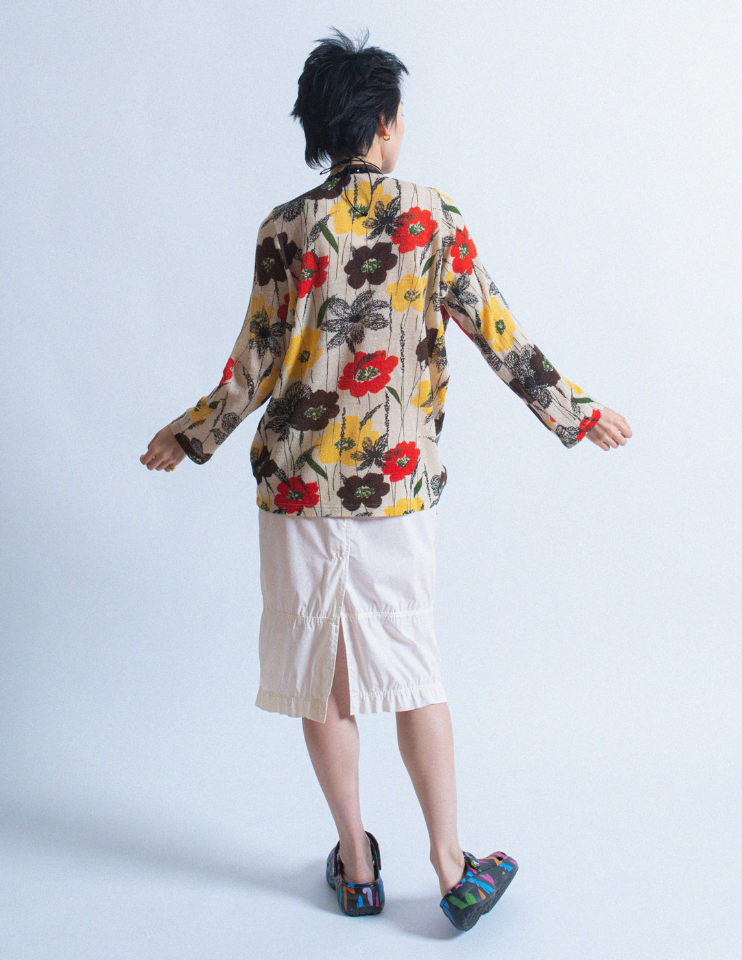 Junya Watanabe vintage floral cardigan with sequin trim back view