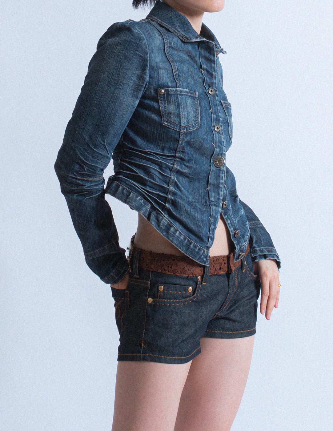 Marithé+François Girbaud cropped denim jacket side detail