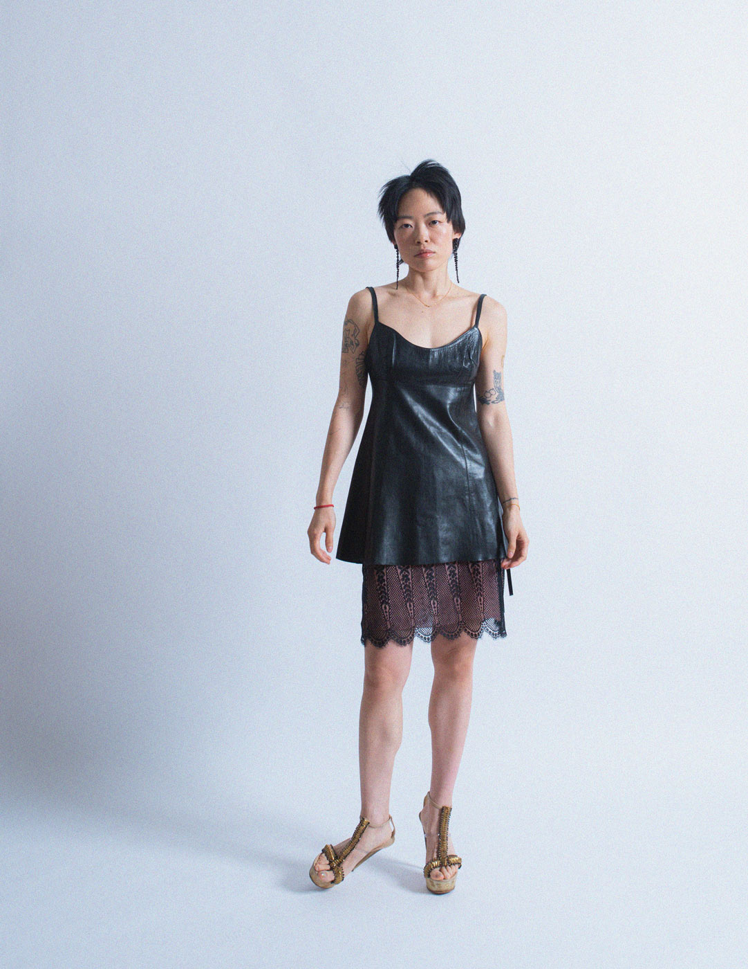 Plein Sud vintage black leather mini dress