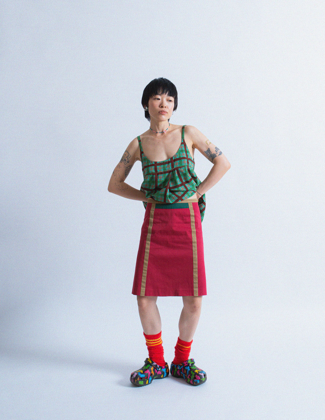 Prada tri-colored cotton skirt