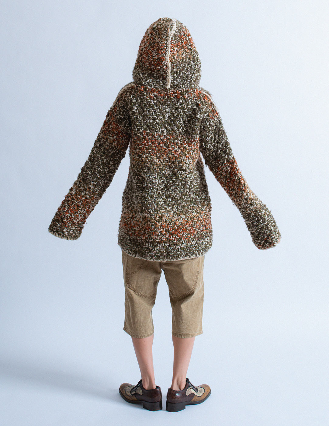 D&G toggle button sweater coat with hood back view