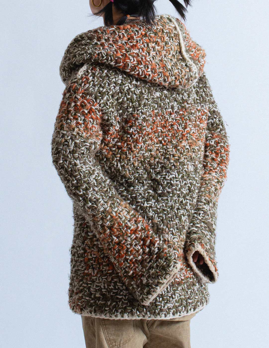 D&G toggle button sweater coat with hood back detail