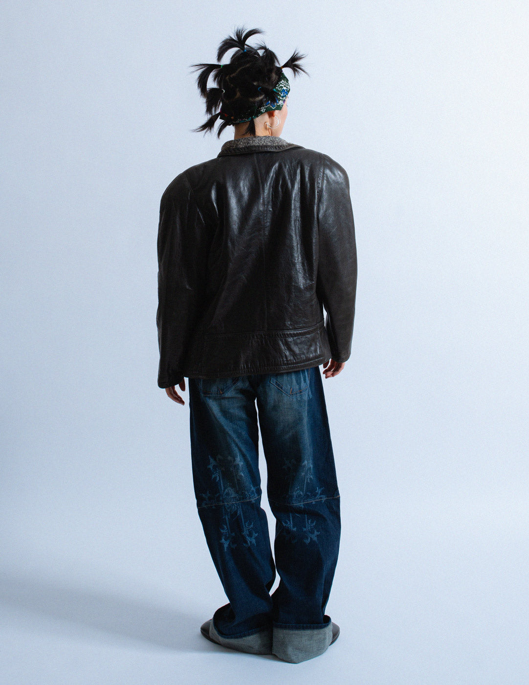 Gianni Versace vintage leather moto jacket back view