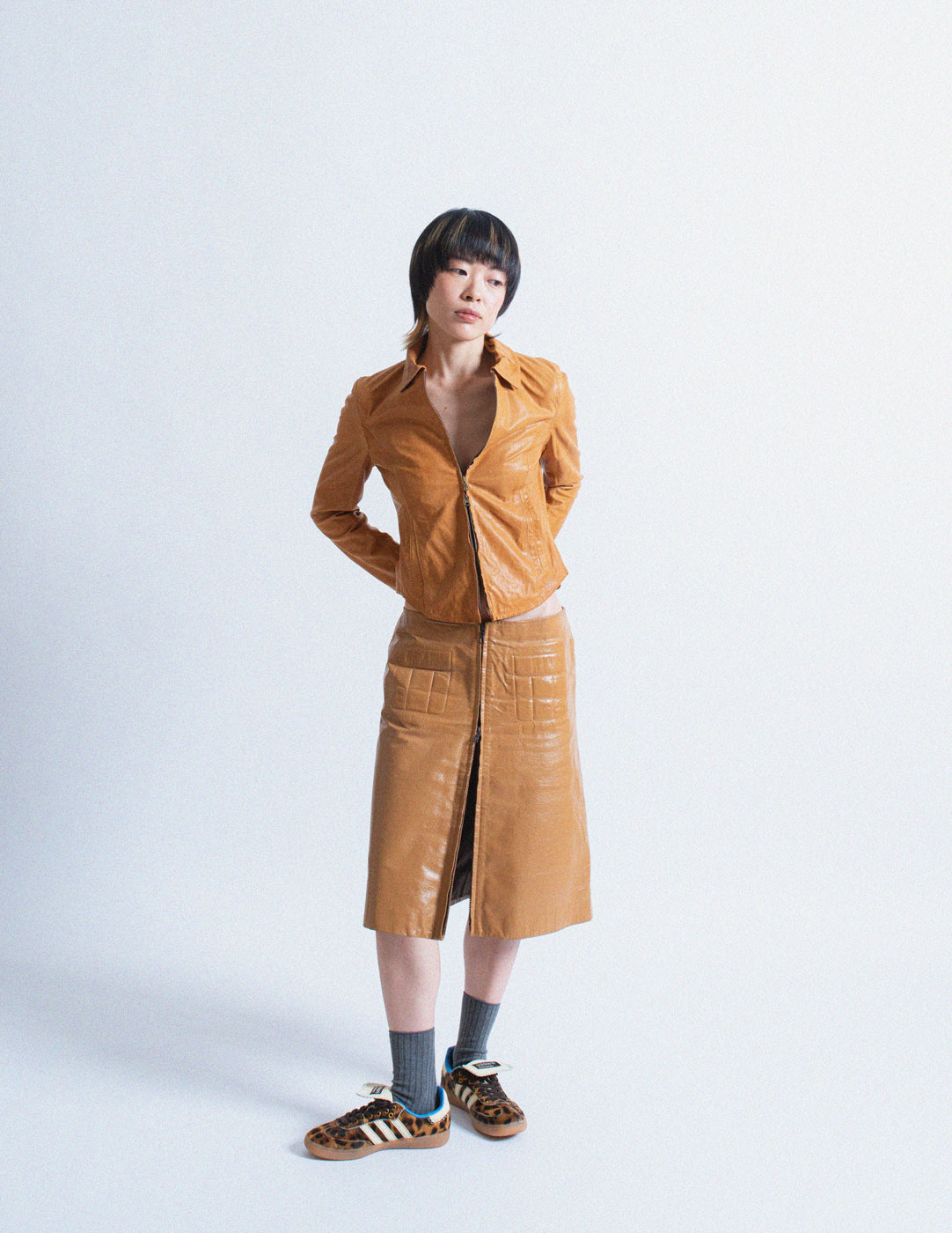 Miu Miu vintage caramel zipped leather skirt