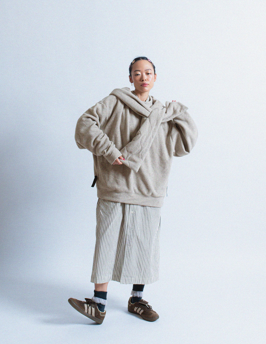 Kapital fleece sweatshirt with hood and scarf