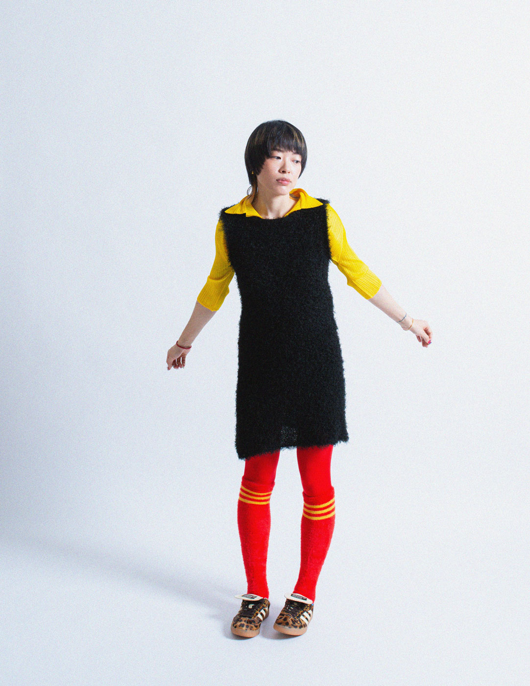 Issey Miyake black fuzzy dress