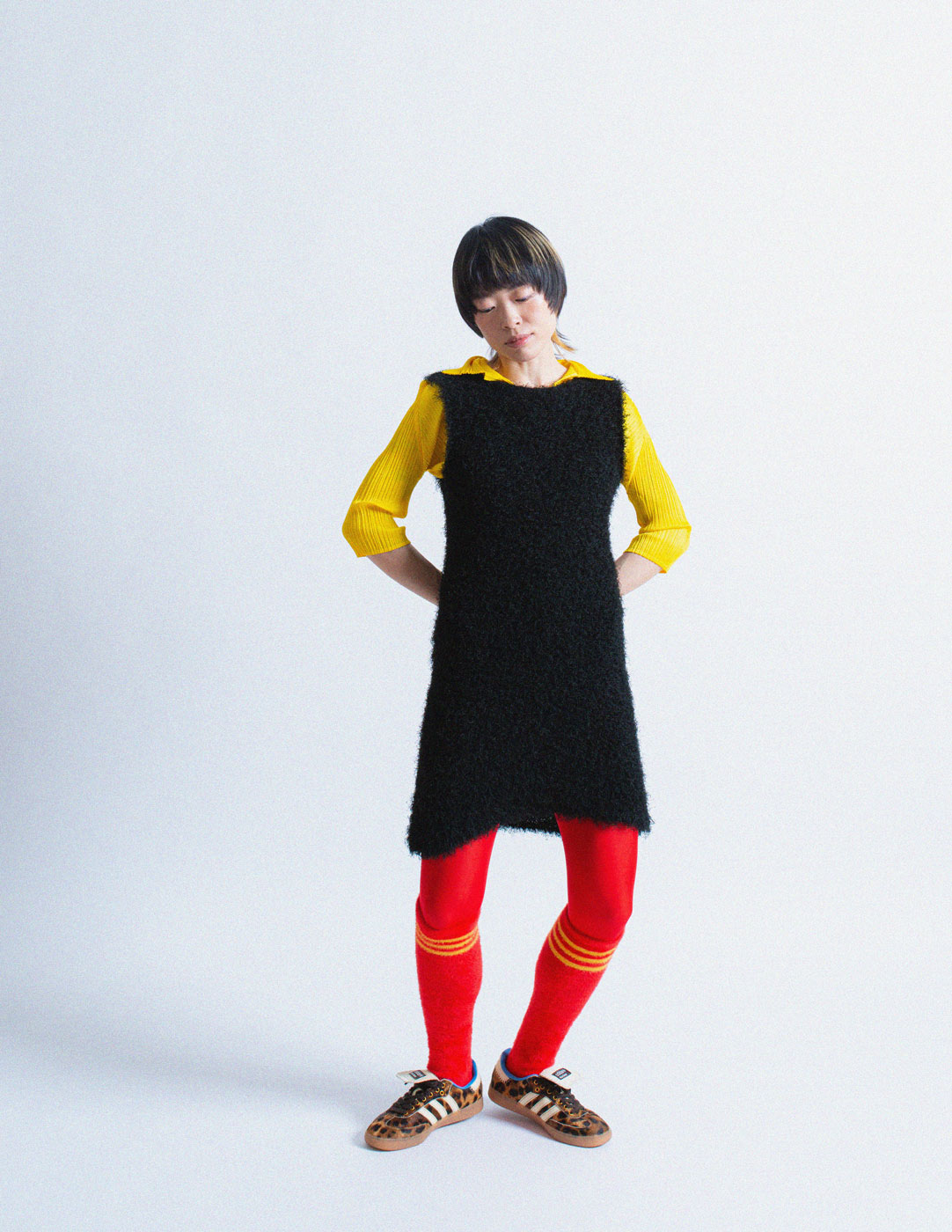 Issey Miyake black fuzzy dress