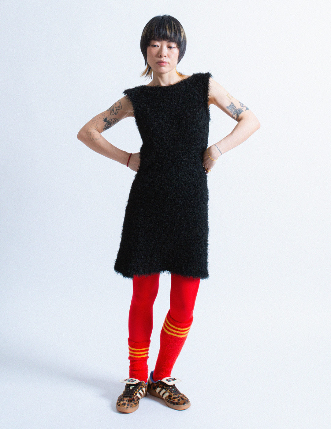 Issey Miyake black fuzzy dress