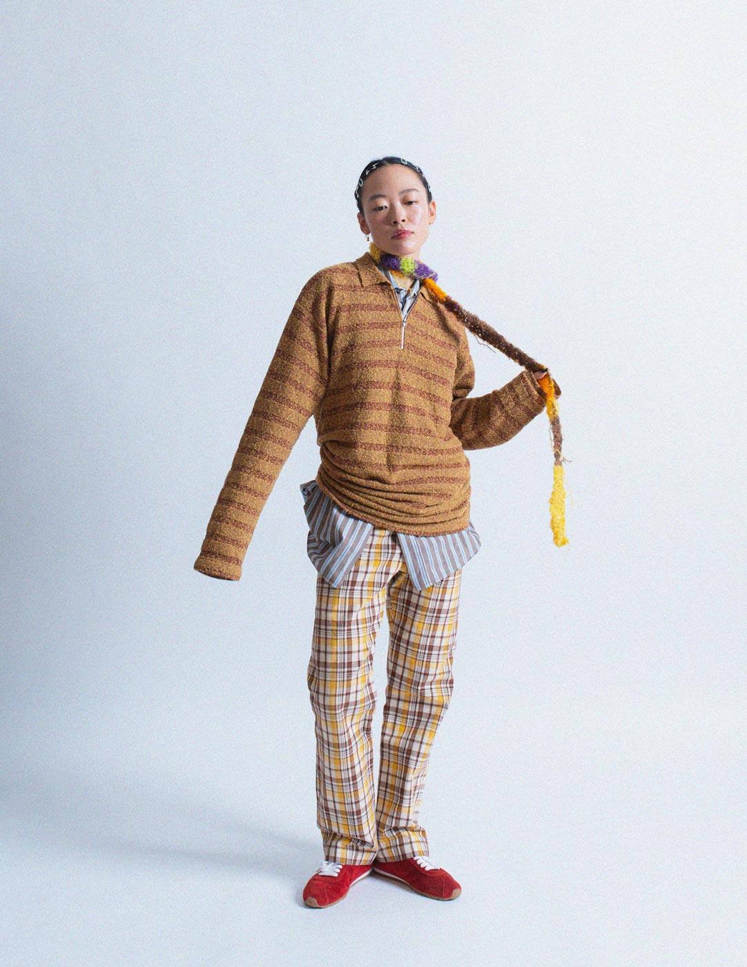 Comme des Garçons vintage yellow plaid cotton trousers