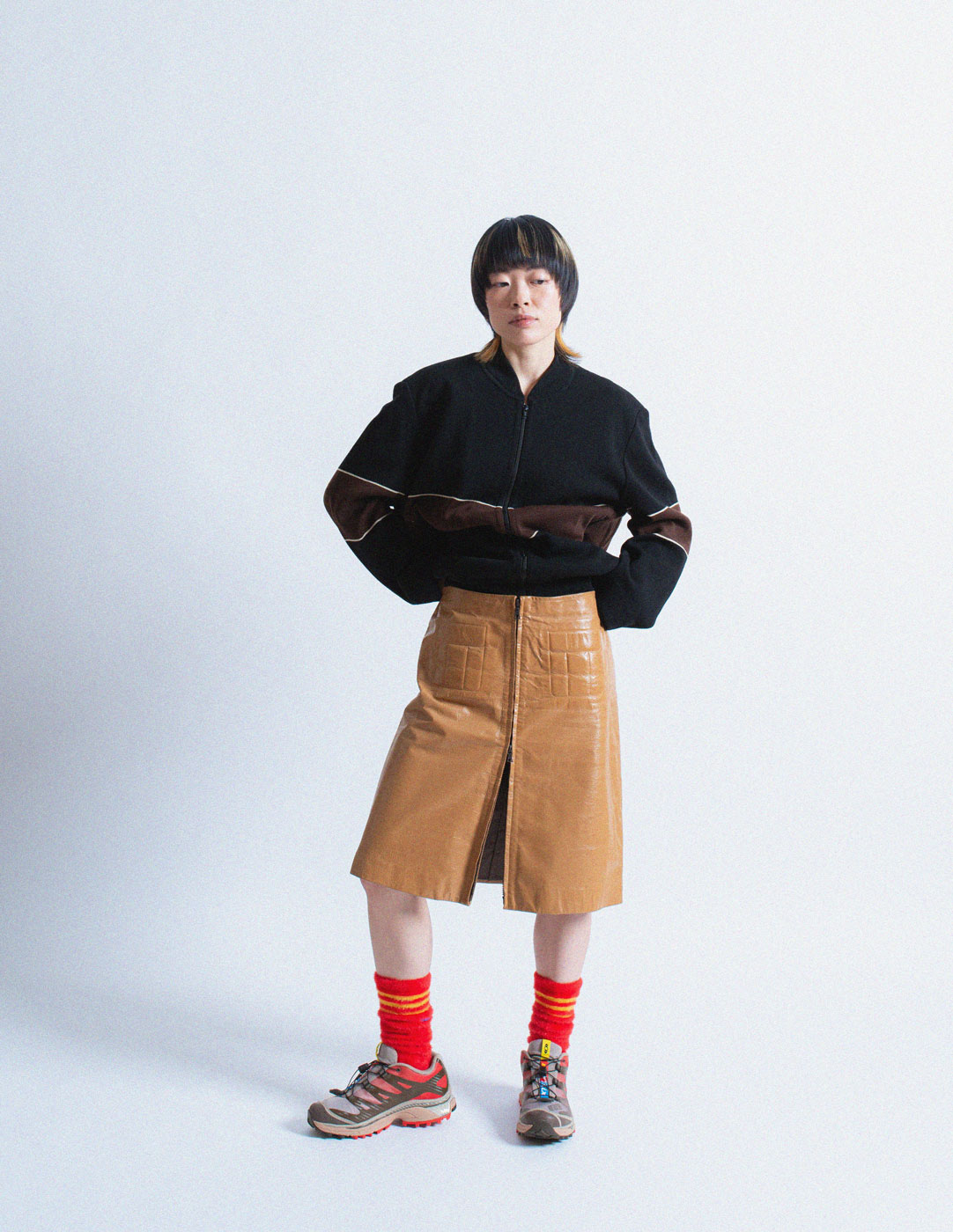 Miu Miu vintage caramel zipped leather skirt