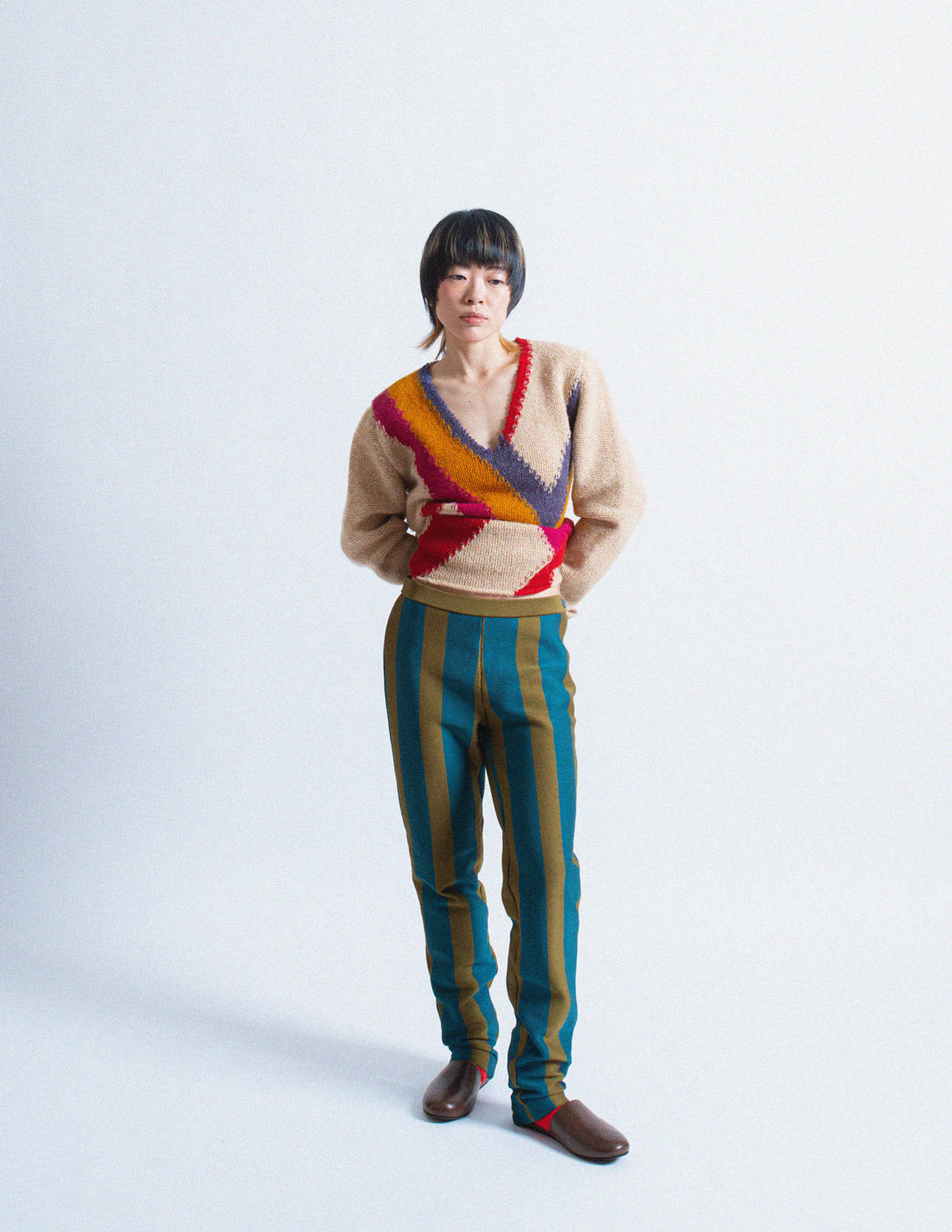 Issey Miyake vintage striped knit trousers