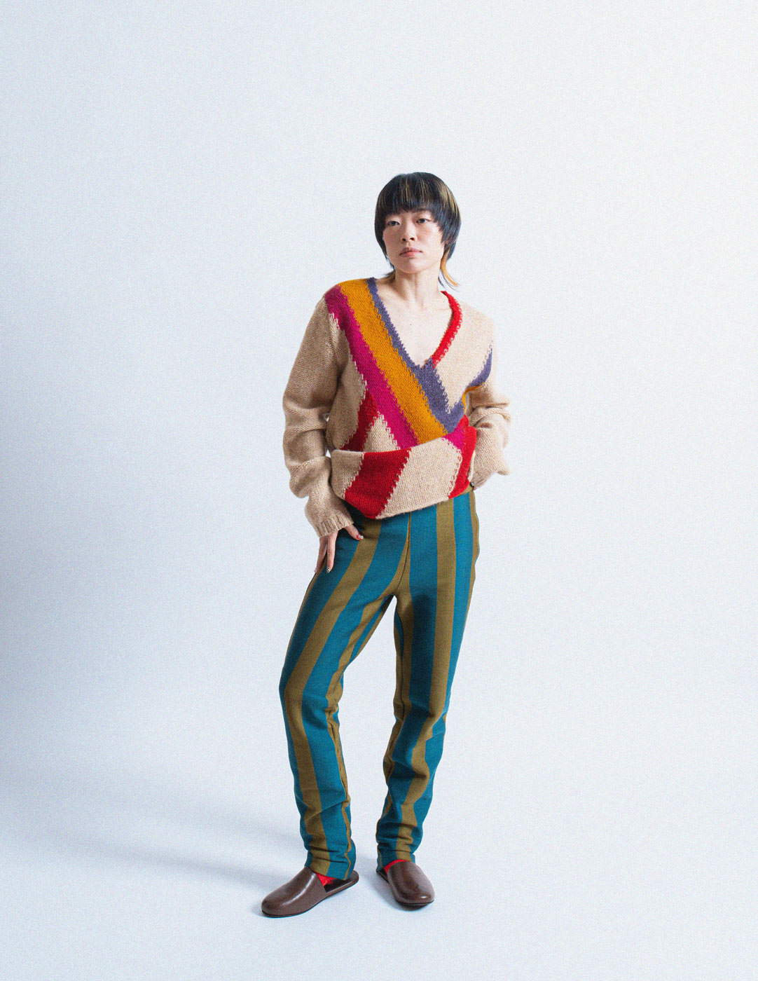 Issey Miyake vintage striped knit trousers