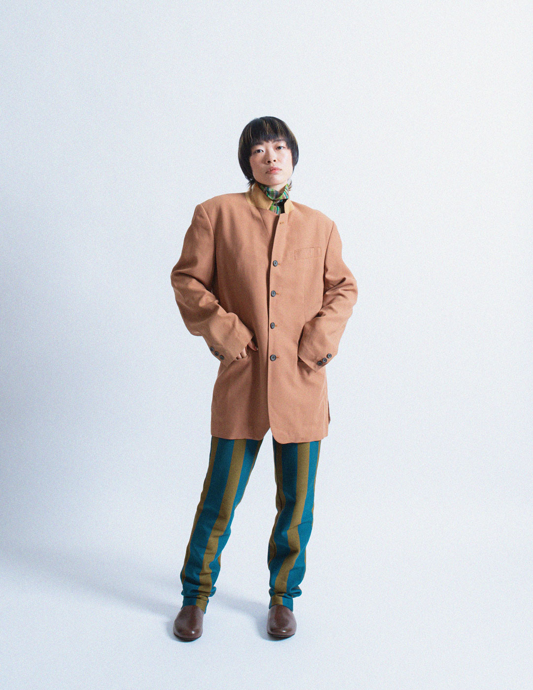 Jean Paul Gaultier vintage camel wool blazer with oversized back pockets