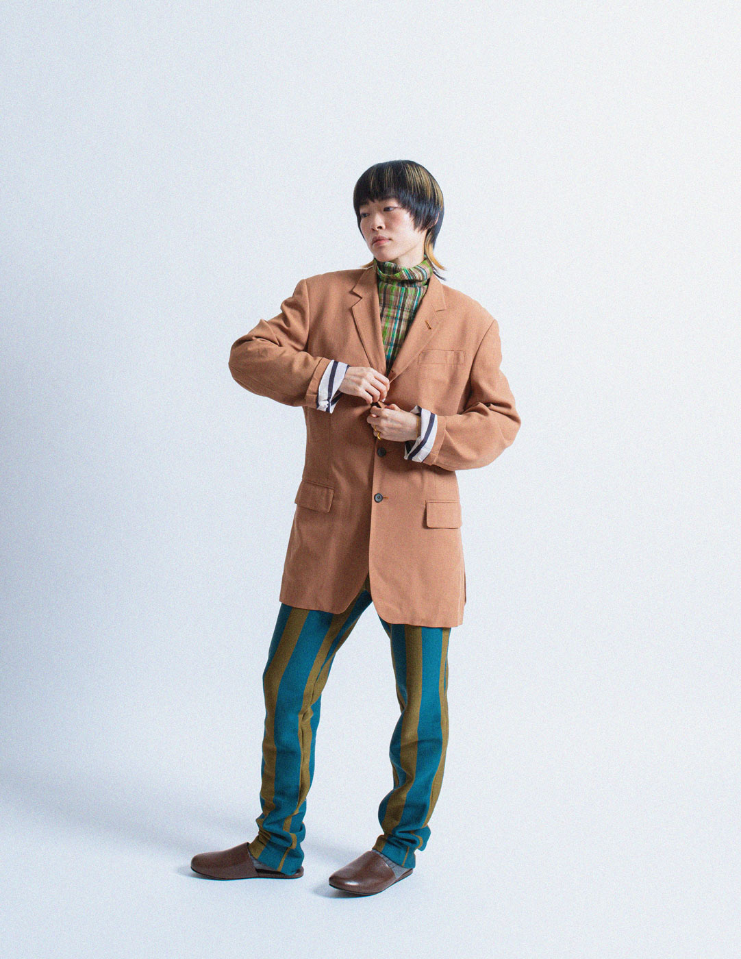 Jean Paul Gaultier vintage camel wool blazer with oversized back pockets