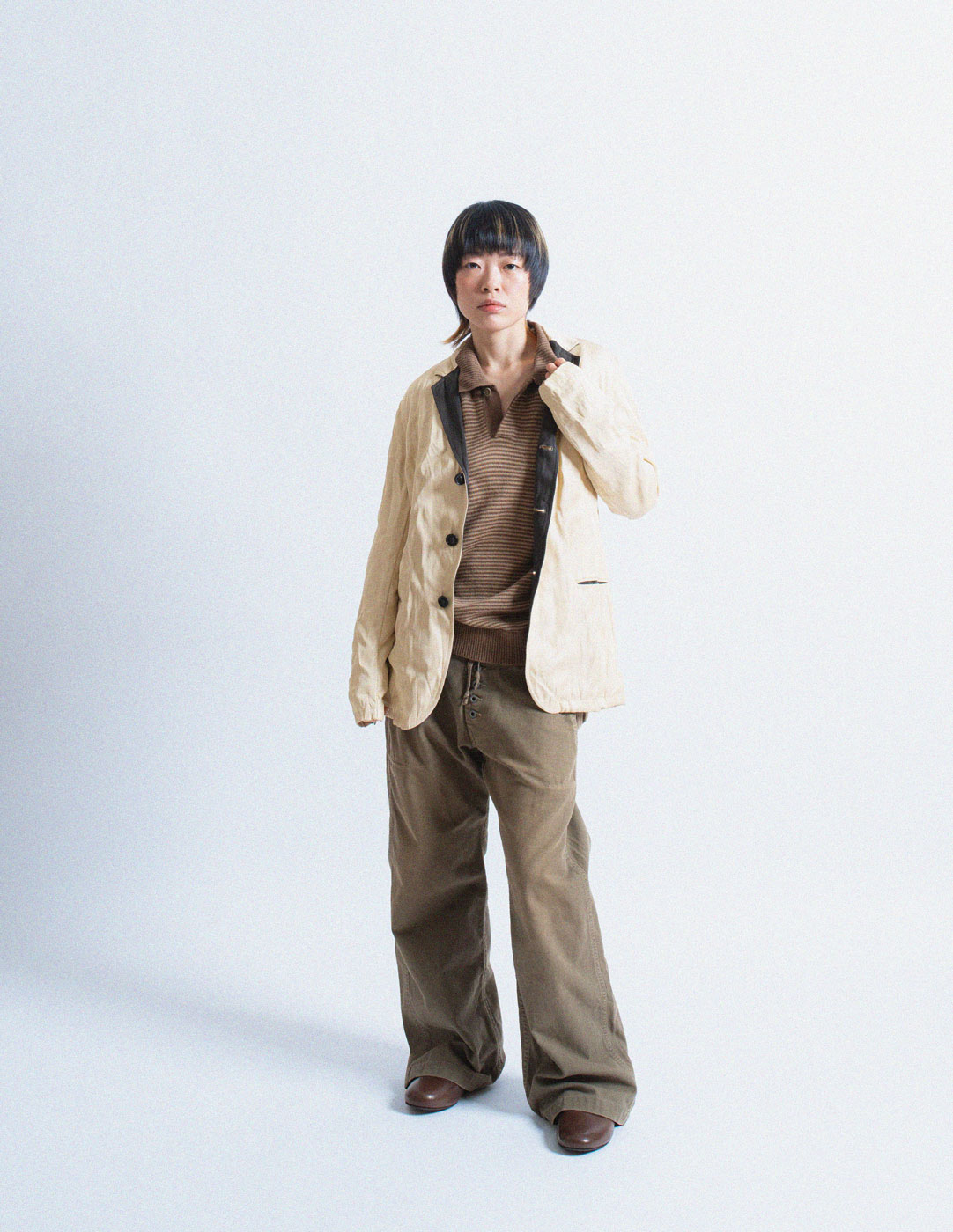 Jean Paul Gaultier vintage champagne tuxedo style blazer