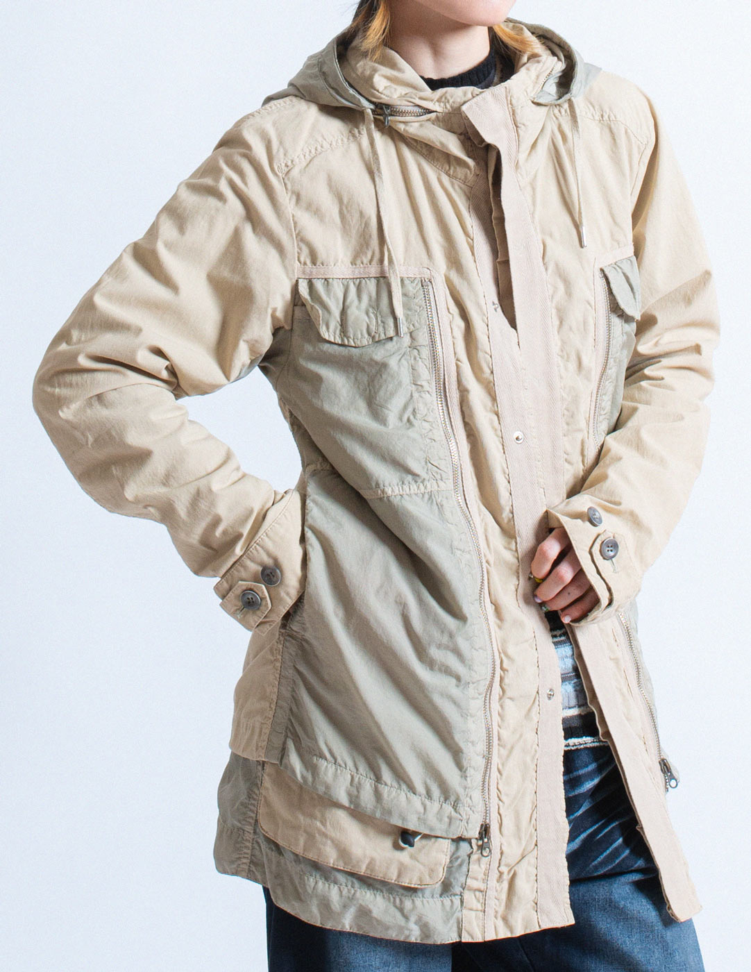 Marithé+François Girbaud layered utility jacket detail