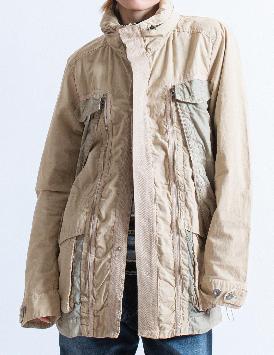 Marithé+François Girbaud layered utility jacket detail