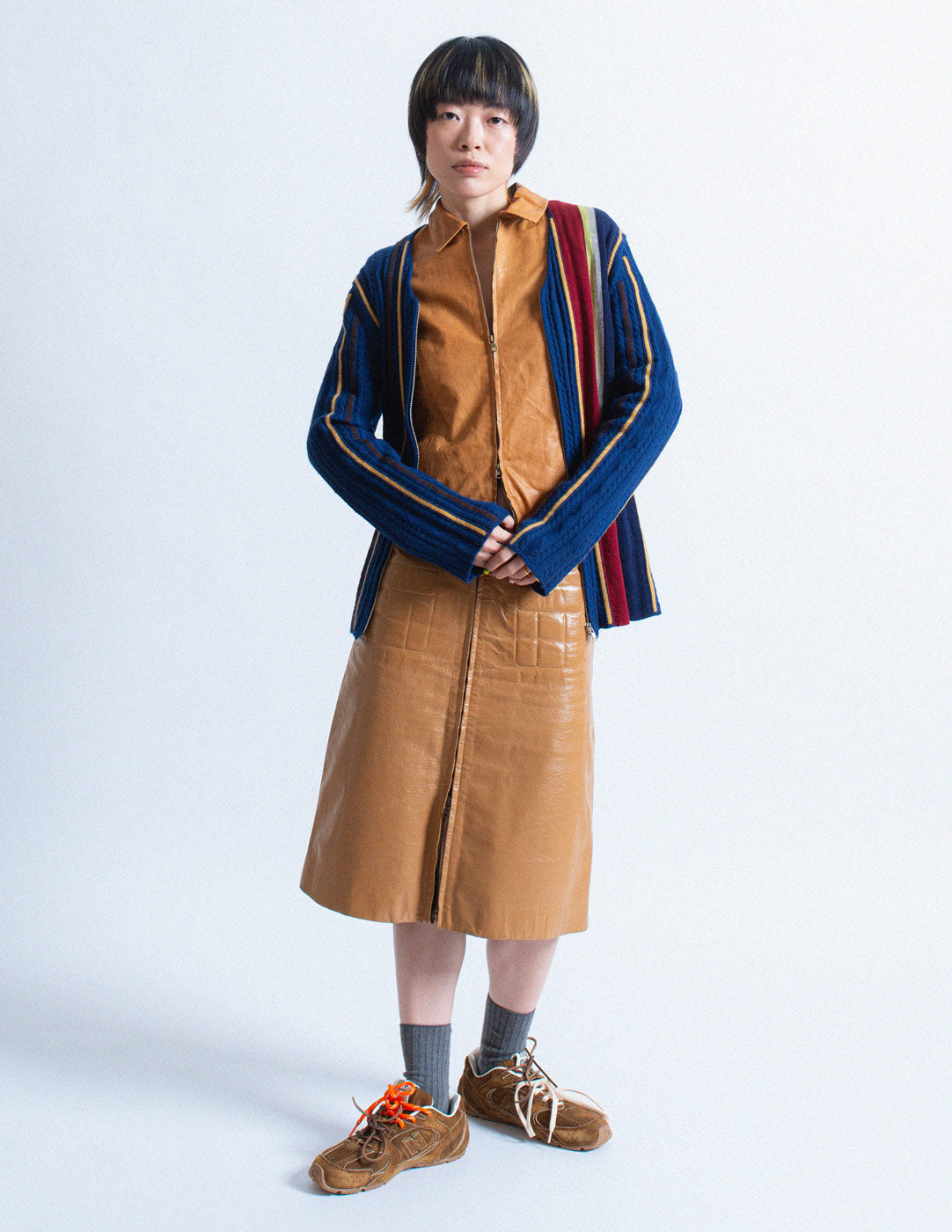 Miu Miu vintage caramel zipped leather skirt