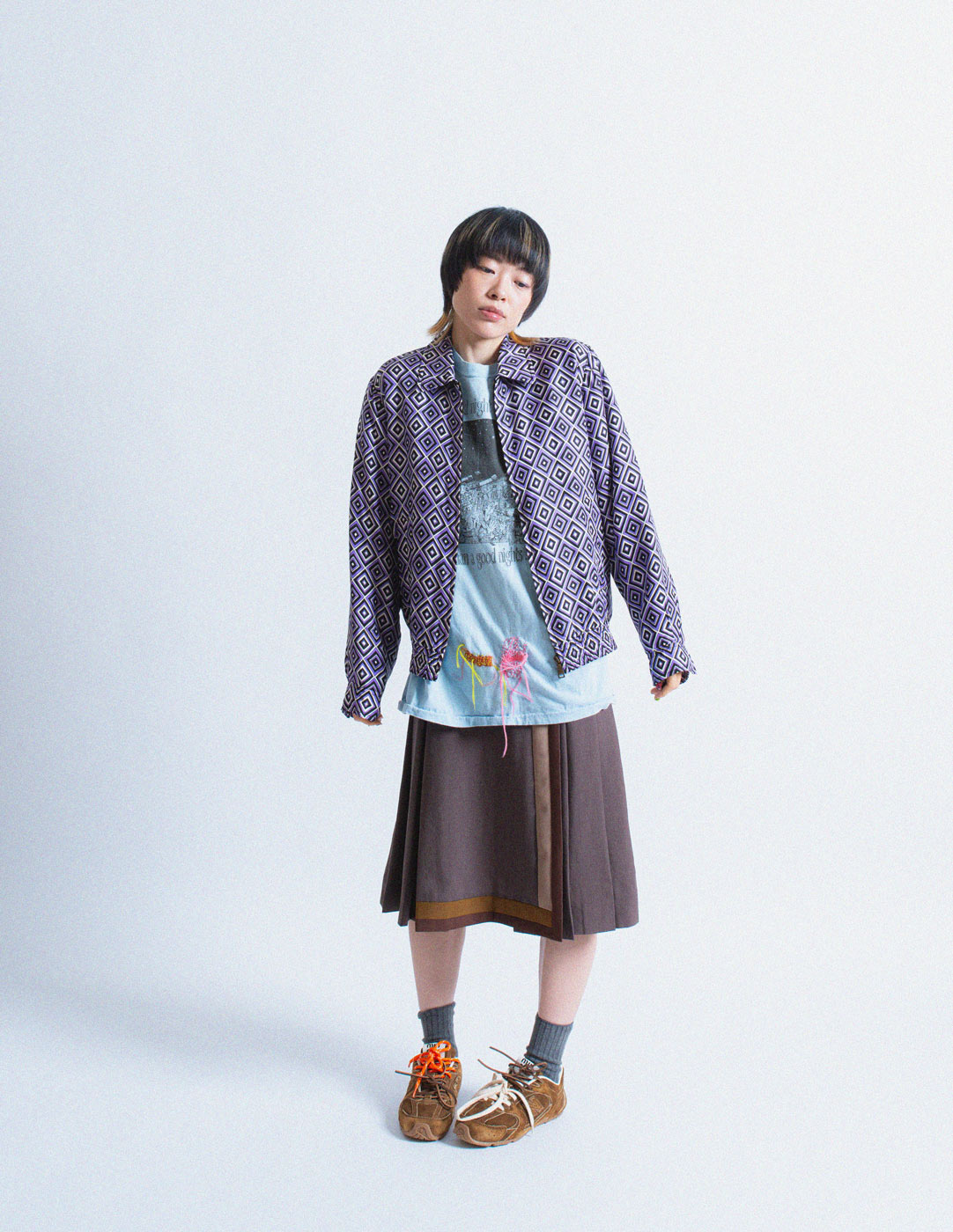 Prada diamond print padded silk bomber jacket