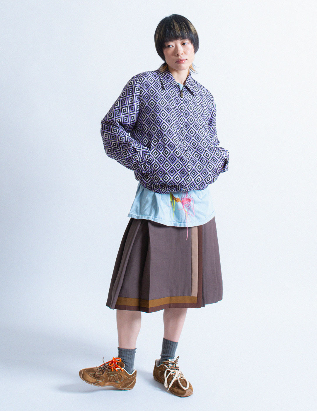 Prada diamond print padded silk bomber jacket