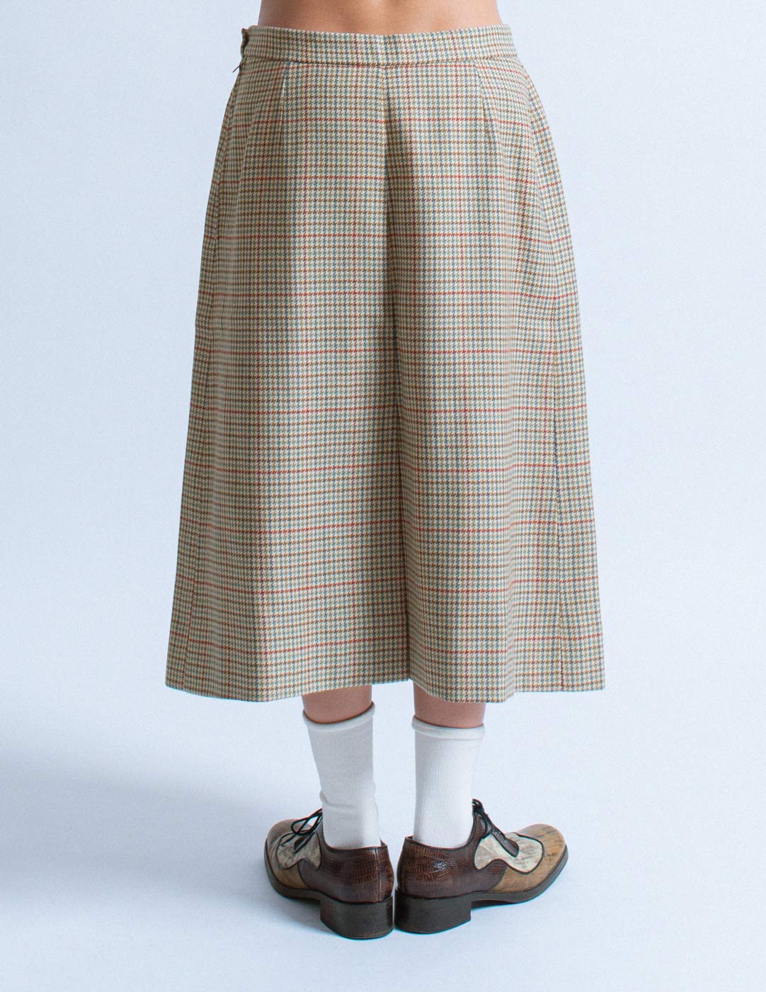 vintage multi-colored houndstooth wool skirt suit