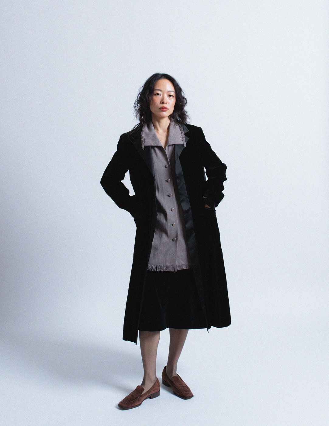 Issey Miyake vintage gray textured cotton blend blazer with fringes