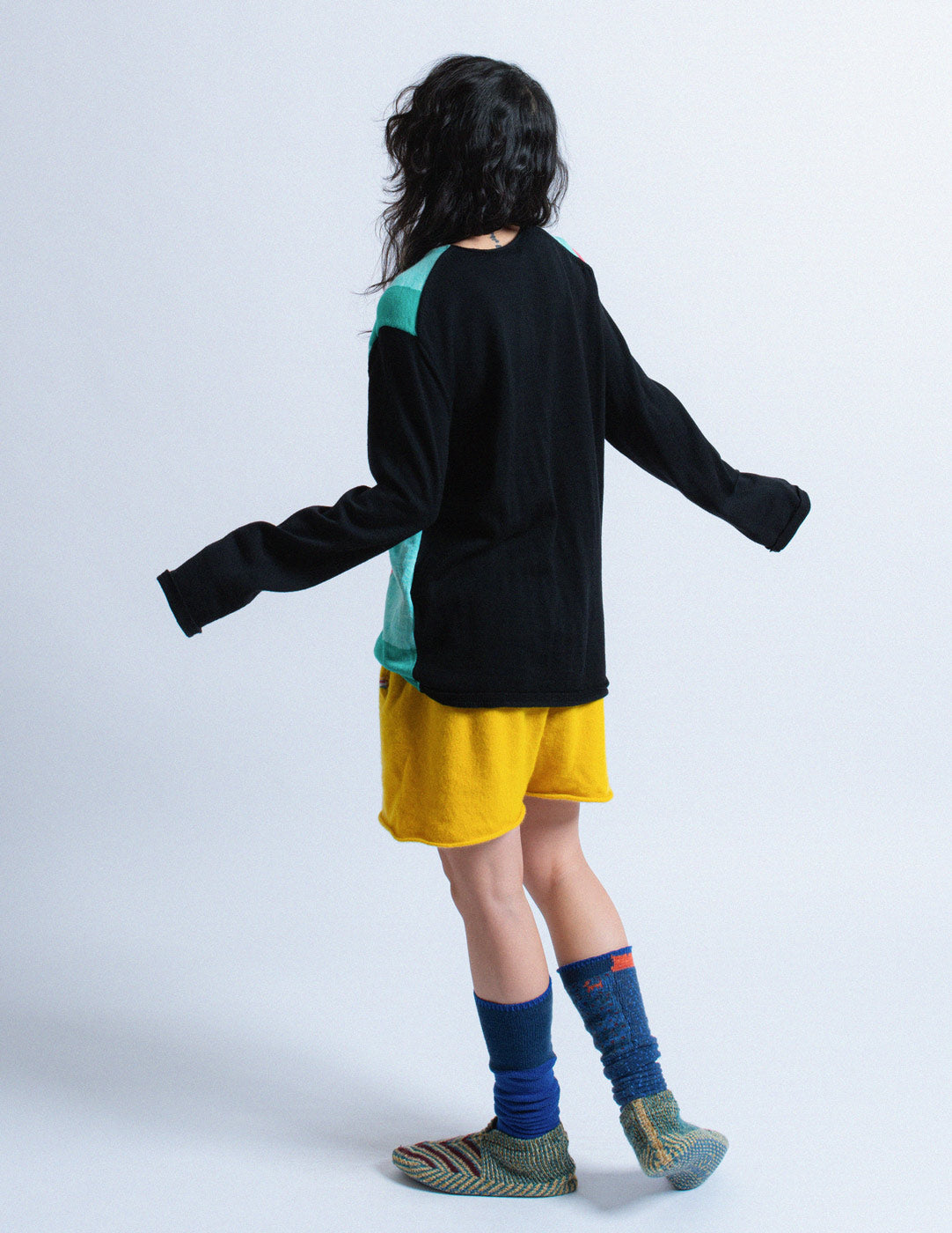 Comme des Garçons color-block light knit pullover back view