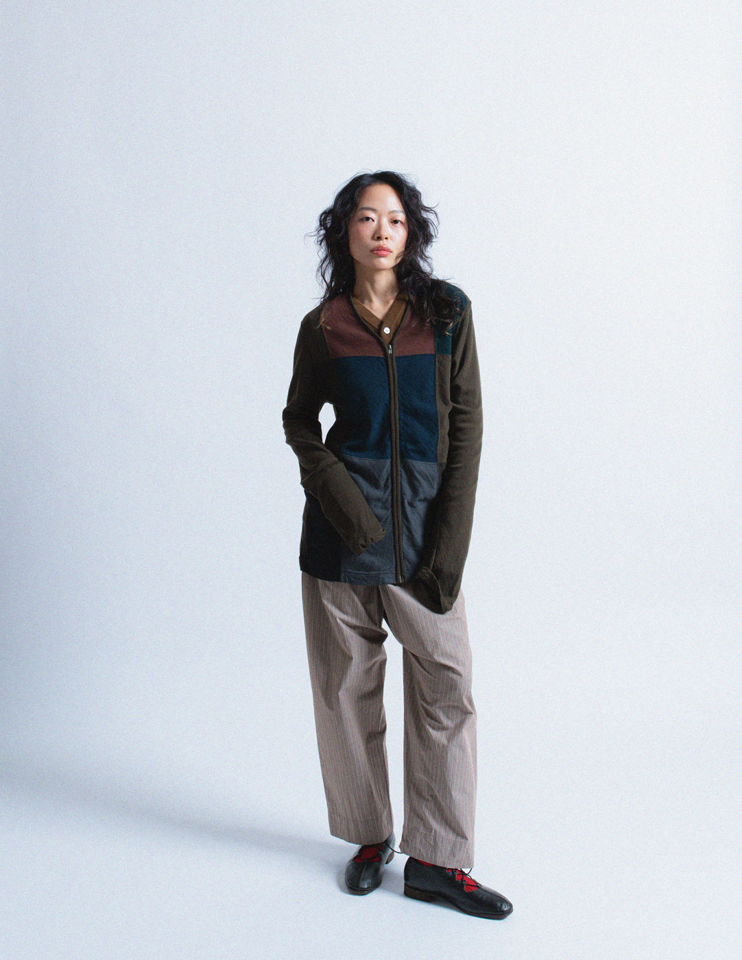 Comme des Garçons Homme vintage deep tonal block wool zip up jacket