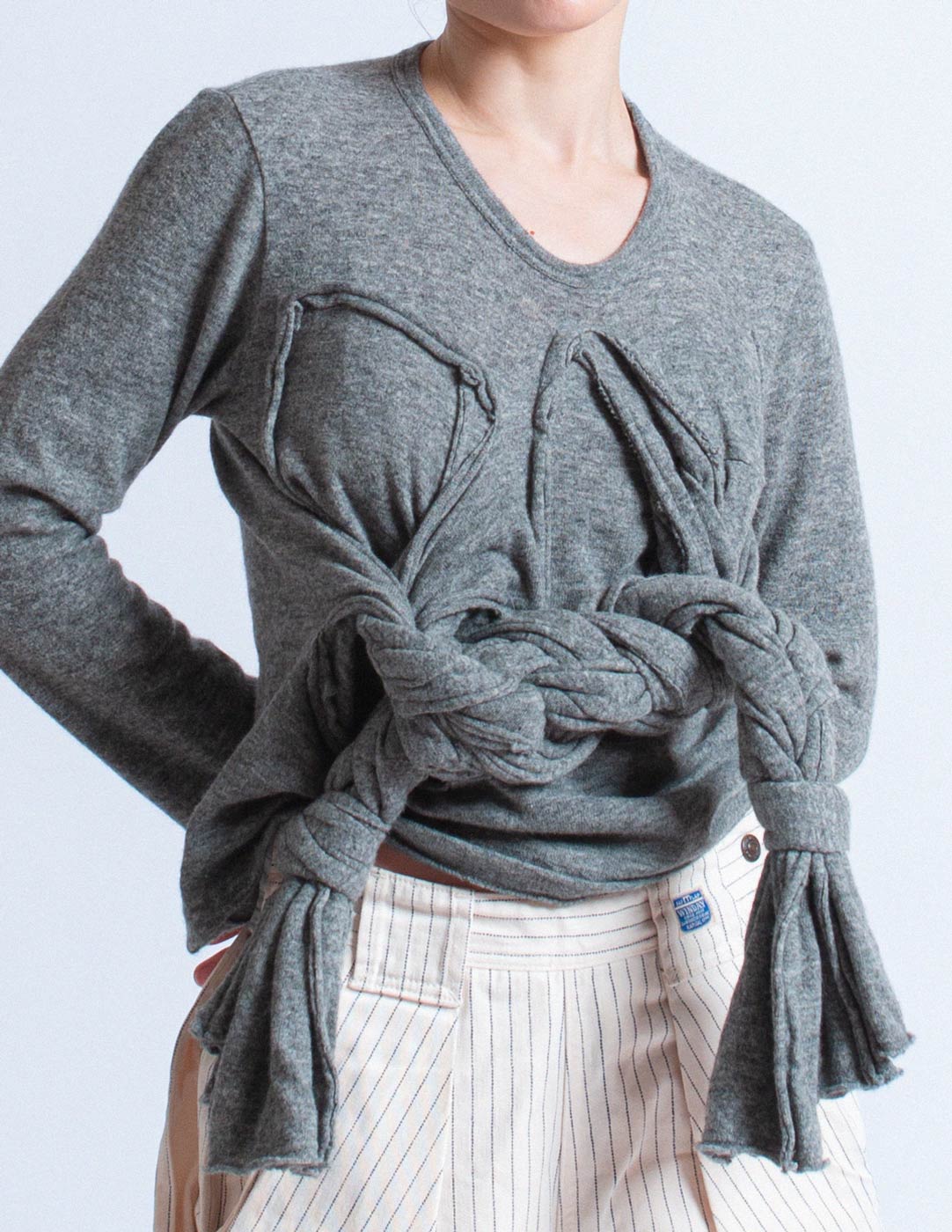 Comme des Garçons gray long sleeves with long braids detail