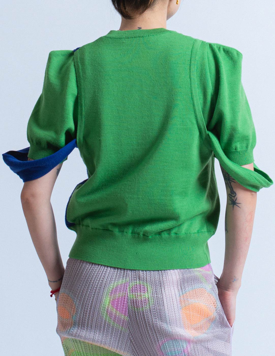 Comme des Garçons vintage green and blue knit set back detail