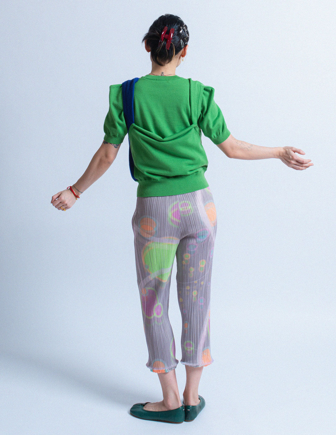 Comme des Garçons vintage green and blue knit set back view