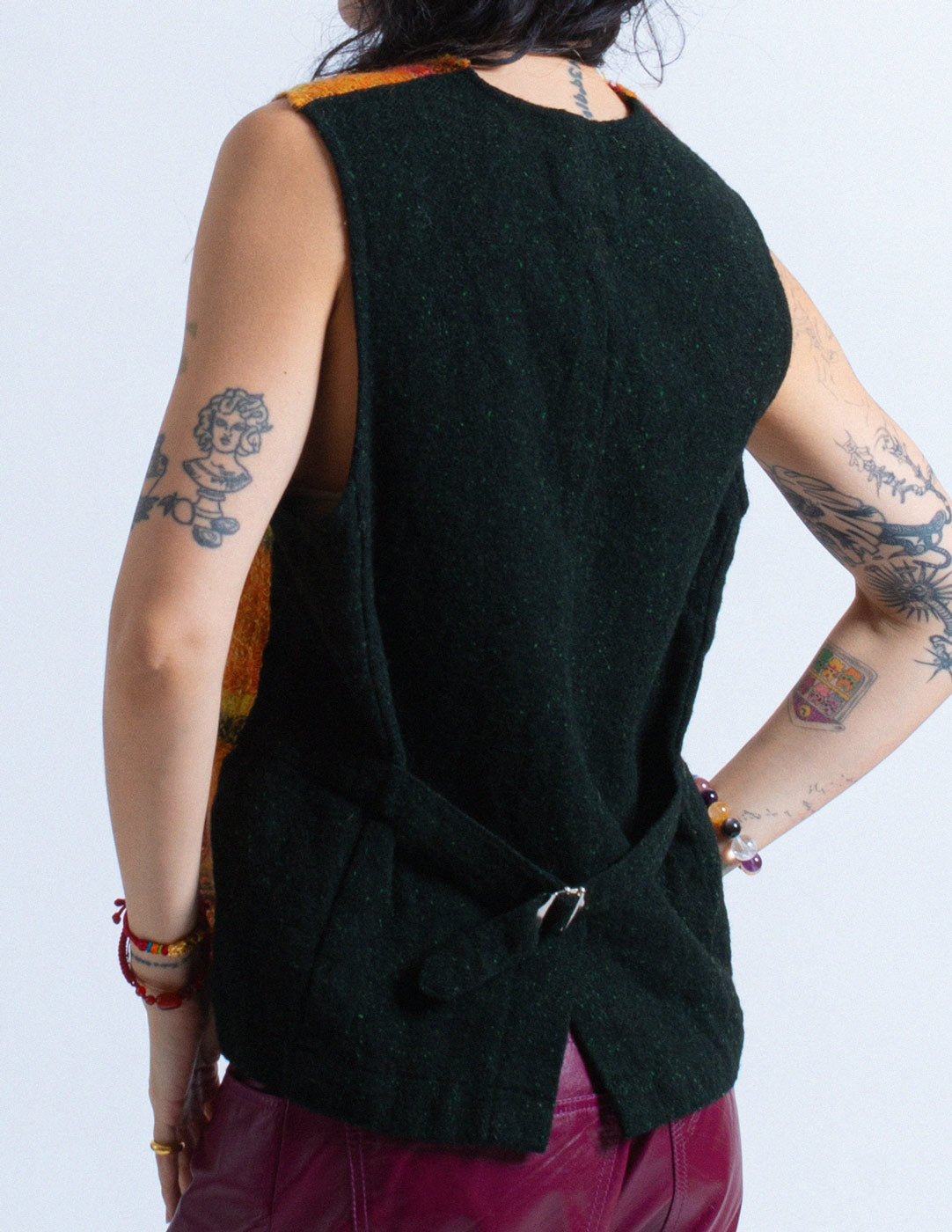 Comme des Garçons vintage orange plaid wool vest back detail