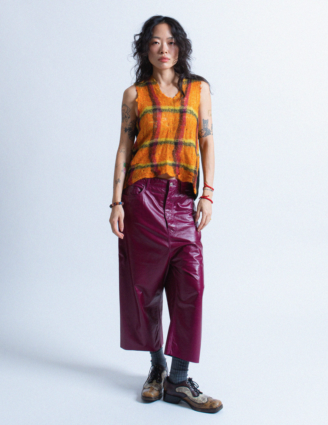 Comme des Garçons vintage orange plaid wool vest