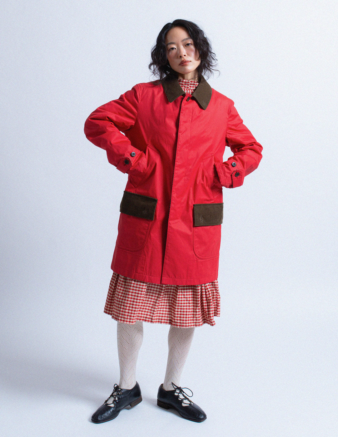Comme des Garçons Homme red utility jacket with corduroy trim