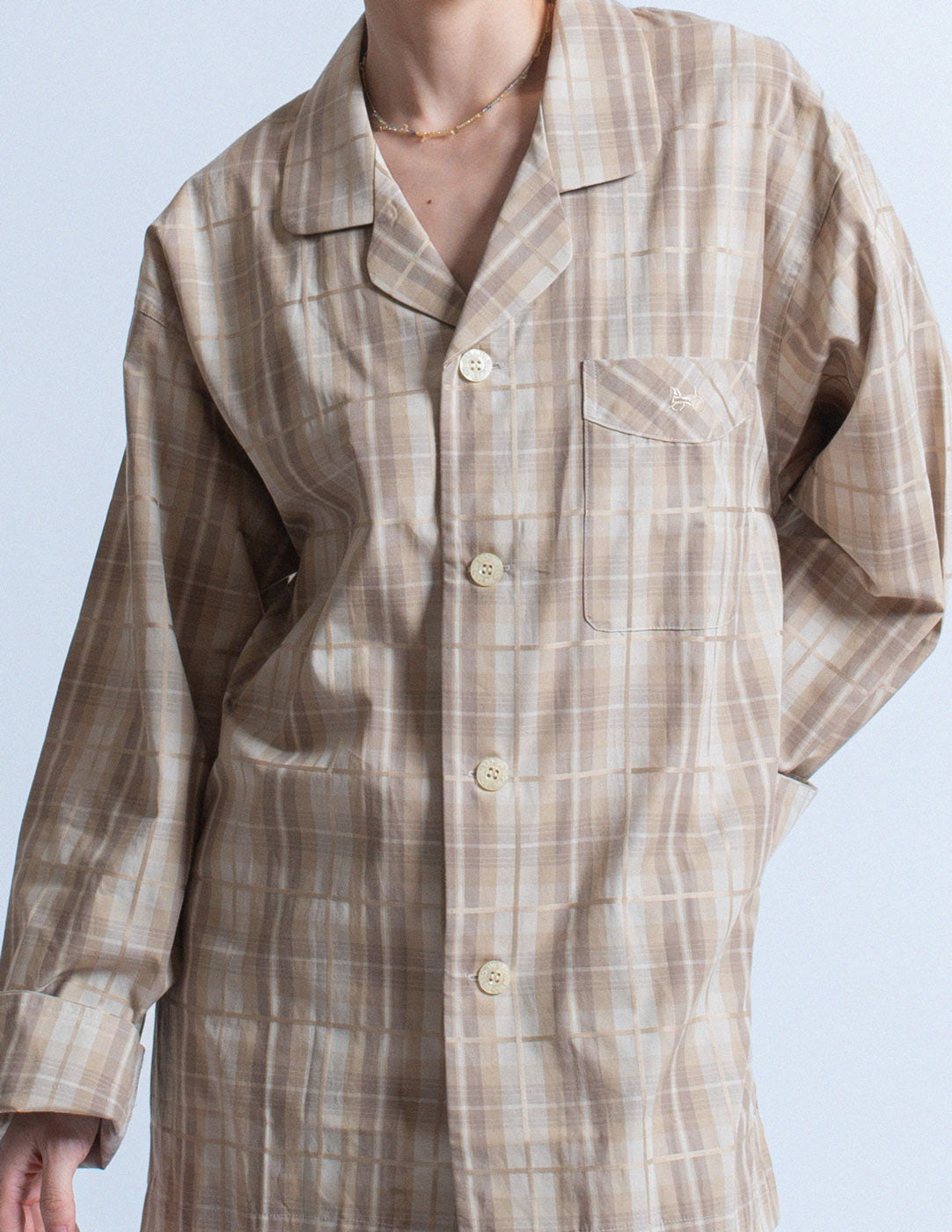 vintage light taupe plaid pajama set