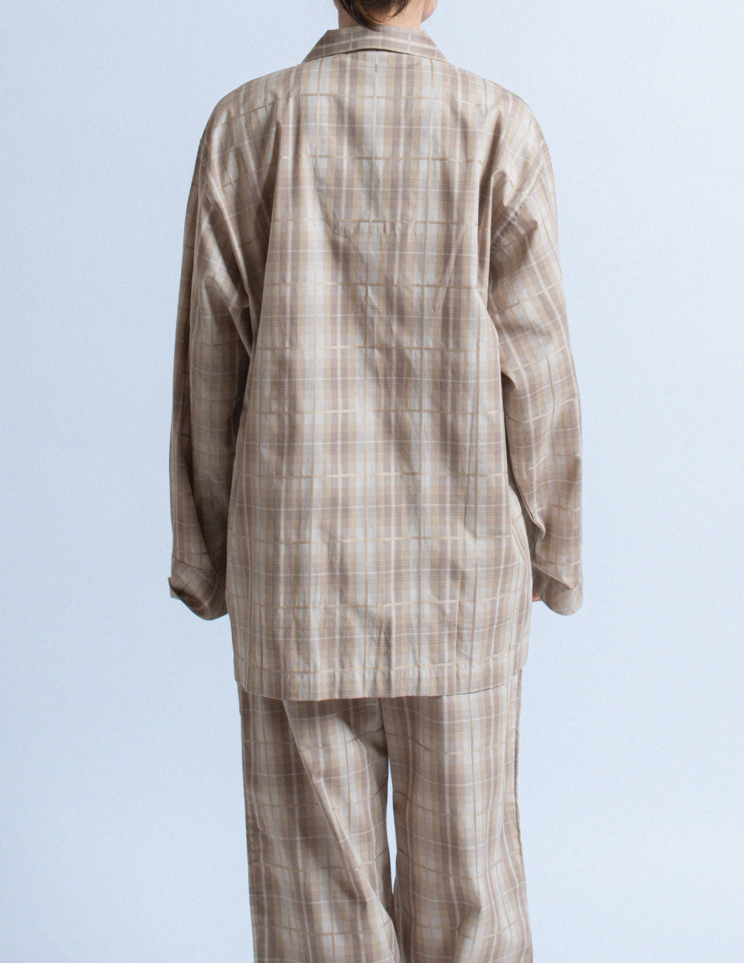vintage light taupe plaid pajama set